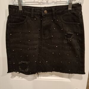 LITZ Black Embellished Mini Skirt for Night Out